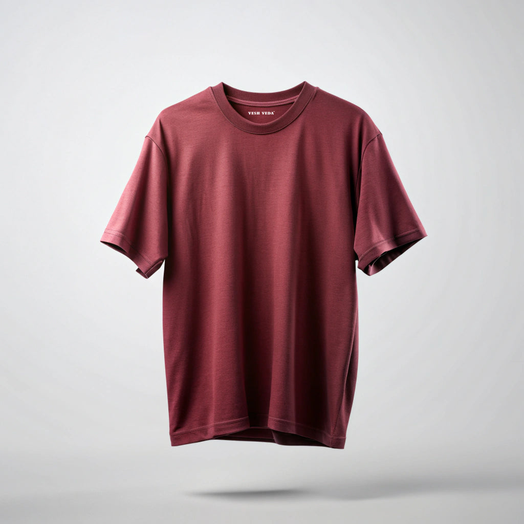 Maroon Plain Oversized T-Shirt