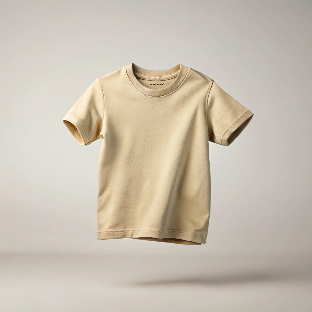 Beige Kids Plain T-Shirt