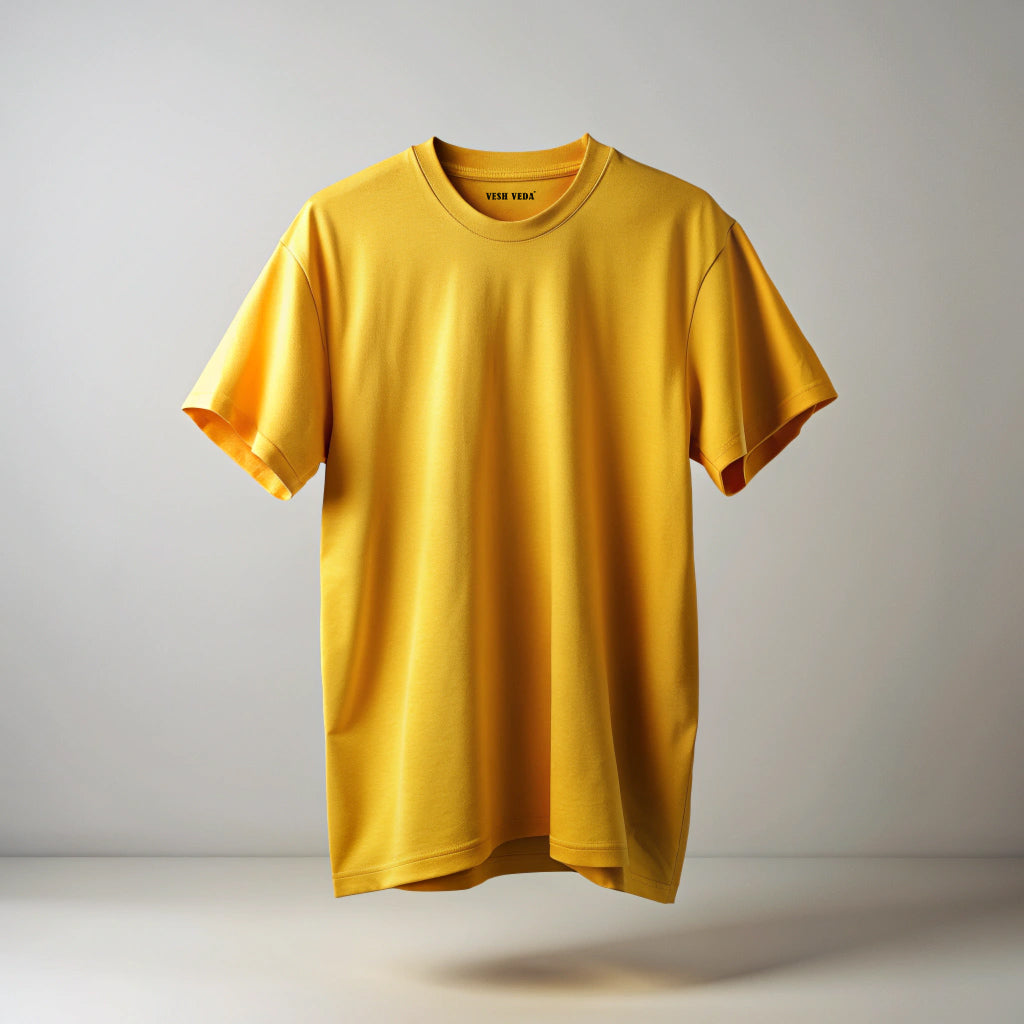 Golden Yellow Plain Oversized T-Shirt
