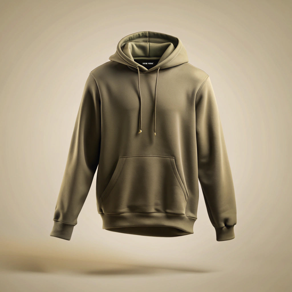 Olive Green Plain Hoodie