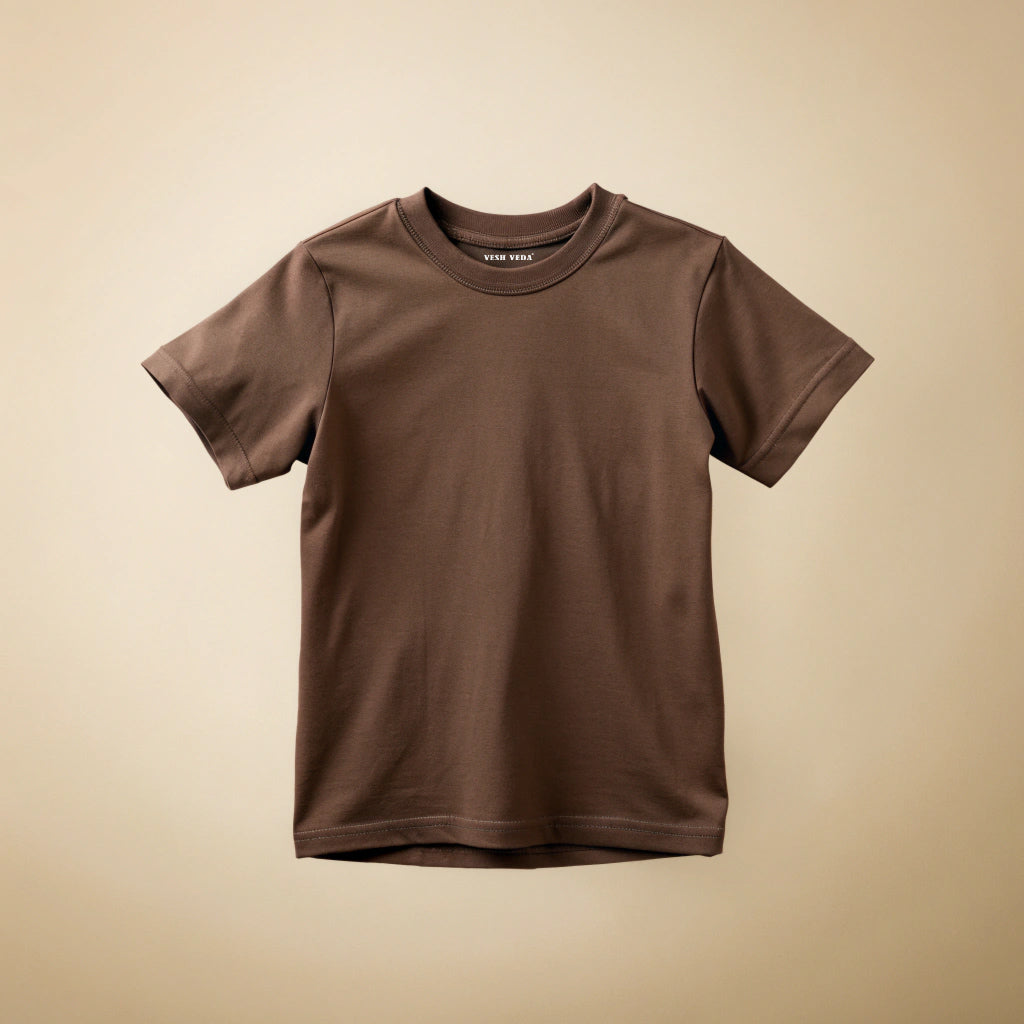 Coffee Brown Kids Plain T-Shirt