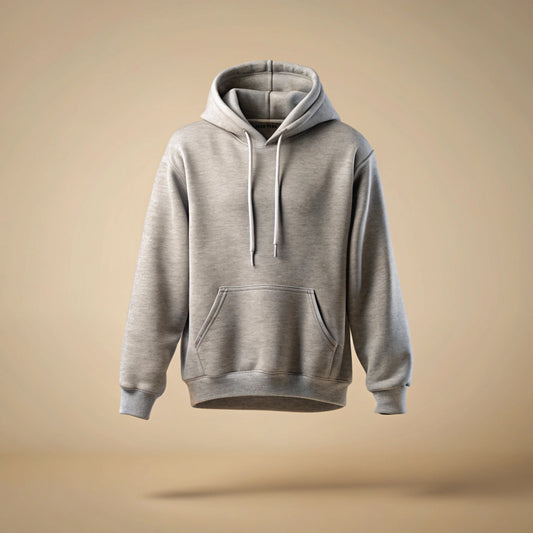 Grey Melange Plain Hoodie