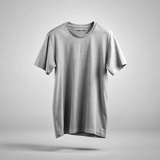 Grey Melange Plain Oversized T-Shirt