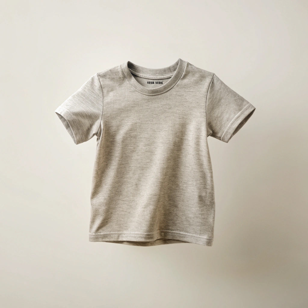 Grey Melange Kids Plain T-Shirt