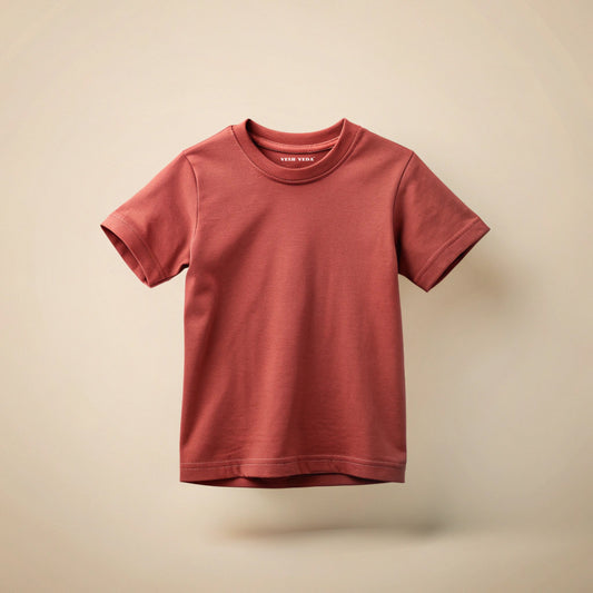 Brick Red Kids Plain T-Shirt