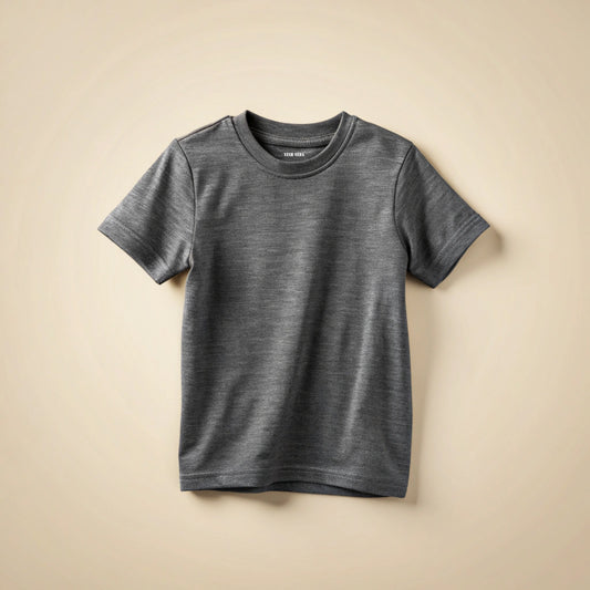 Charcoal Melange Kids Plain T-Shirt