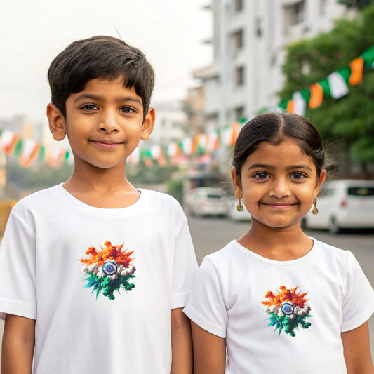 Proud Indian Deshbhakt Tricolour Design Kids Unisex T-shirt