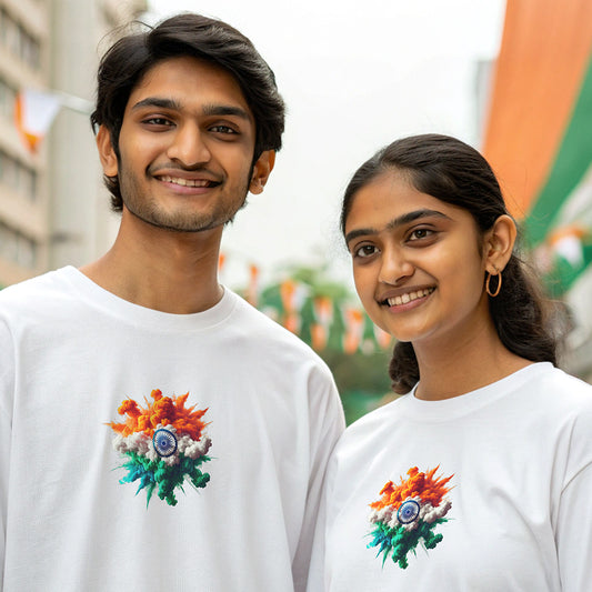 Proud Indian Deshbhakt Tricolour Design Unisex Oversized T-shirt